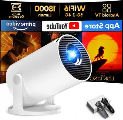 Zdjęcie produktu dla Mini projektor - inteligentny projektor - kino domowe - obrót o 180 stopni - ekran o przekątnej 200 cali - biały