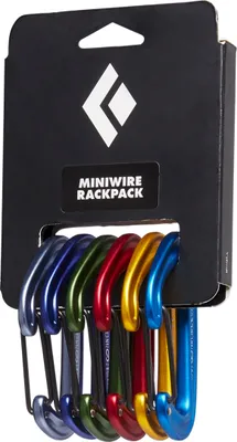 Miniwire Rackpack von Black Diamond; bestehend aus mehreren bunten Schnappkarabinern in verschiedenen Farben.