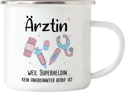 Produktbild von Ärztin Weil Superheldin Kein Anerkannter Beruf Ist Emaille Tasse Geschenk Danke Sagen