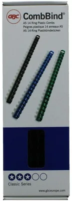 Produktbild von GBC CombBind Plastikbinderücken A5, schwarz, 8mm (100), Schwarz, 45 Blätter, Polyvinylchlorid (PVC), A5, 100 Stück(e)