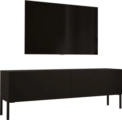 Obrázek produktu pro TV skříňka : matná černá / lesklá černá s černými nohami, 140 x 52 x 32 cm