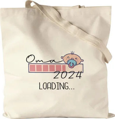 Produktbild von Oma Loading 2024 Beutel  für werdende Omas zur Geburt Enkel Enkelin Ich werde Oma Geschenk Babynews Jutebeutel Stoffbeutel Canvas