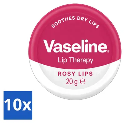Productafbeelding van 10 x Vaseline Lip Therapy Rosy Lips lippenbalsem, 20 g - Voordeelverpakking - 10 stuks