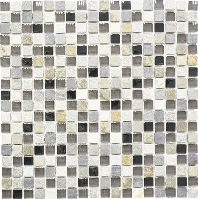 Produktbild von Glasmosaik mit Naturstein XCM M980 grau/schwarz 30x30 cm