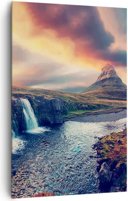 Produktbild von Bild auf Leinwand - Leinwandbild - Einteilig - Wasserfall Himmel Berg - 80x120cm - Wand Bild - Wanddeko - Wandbilder - Leinwanddruck - Wanddekoration - Leinwand bilder - Wandbild - PA80x120-5111