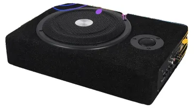 Immagine prodotto di Subwoofer per auto, potenza massima 600 W, impedenza 4 ohm, sensibilità 90 dB, risposta in frequenza 50-200 Hz, dimensioni 36 x 24,5 x 7,5 cm