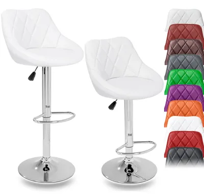 Produktbild von TRESKO 2er Set Barhocker Weiß Barstuhl 360° Frei Drehbar Sitzhöhenverstellung 60-80cm
