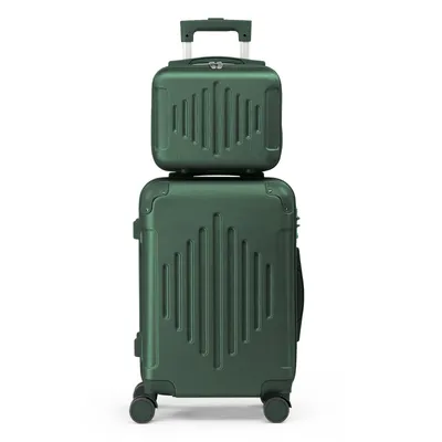 Image de FCH valise trolley rigide 4 roulettes, set de 2 valises trolley à main, M + cosmétique,vert foncé
