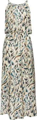 Produktbild von LASCANA Maxikleid mit Alloverprint und Knopfleiste hinten, aus gewebter Viskose sand bedruckt Größe 40