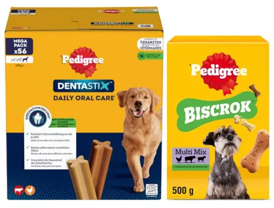 Zdjęcie produktu dla Pedigree Zestaw Przysmaków Dla Psa Dentastix Large 8x270g + 500g Ciasteczka Biscrok Multi Mix