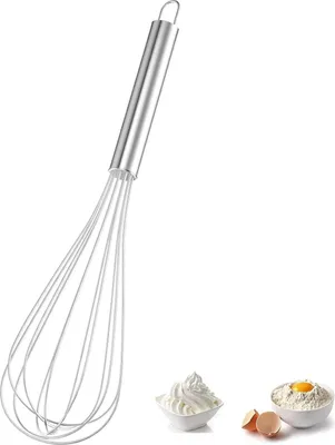 Produktbild von Schneebesen, Edelstahl Rührbese, Mit stabilem und bequemem Griff, ideal zum Mischen, Schlagen, Aufschäumen und Rühren(30 cm, Silberfarben）