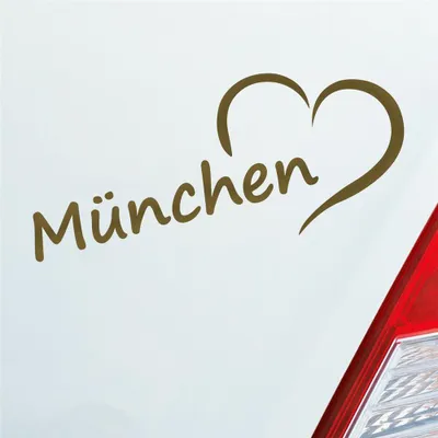 Produktbild von Auto Aufkleber München Herz Heart Stadt Auto Liebe Love 19x8 cm Gold Sticker Heckscheibenaufkleber