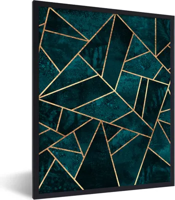 Produktbild von MuchoWow® Gerahmtes Poster Steine - Gold - Luxus - Muster - Abstrakt 60x80 cm - Poster mit Schwarzem Bilderrahmen Wandposter Rahmen Foto Bilder - Premium - Wanddeko Wohnzimmer