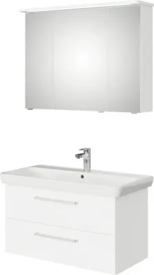 Produktbild von Pelipal Badmöbel-Set Sunline 105 BxHxT 96 x 200 x 48,5 cm Frontfarbe weiß hochglanz mit Keramik-Waschtisch Waschtischunt