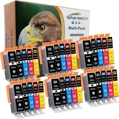 Produktbild von 30x D&C Tintenpatronen ersetzt Canon PGI-520 CLI-521 - für Canon Pixma iP3600 iP4600 iP4700, MP540 MP550 MP560 MP620 MP630 MP640 MP980, MX860 MX870