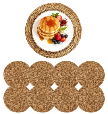 Platzsets rund geflochten 30 cm hitzebeständig 8er-Set