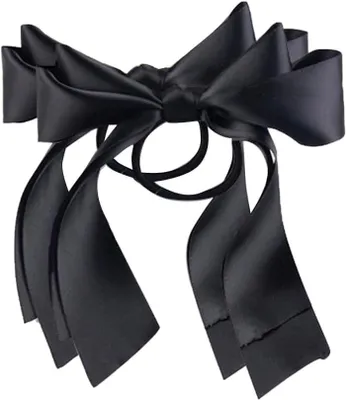 Produktbild von Elastische Haargummis für Mädchen mit Schleifen, Zubehör für das Haarstyling, Pferdeschwanz-Halter, Schwarz, 2 Stück