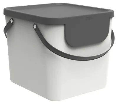 Produktbild von Rotho Mülltrennsystem 40L Albula - Mülleimer 40,0 x 35,8 x 34,0 cm - Abfalleimer Kunststoff mit Griffen - Müllbehälter mit Deckel und Aufklebern