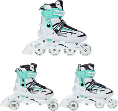 Produktbild von 3in1 Inlineskates Inliner Triskates Rollschuhe Raven Profession White/Mint 31-35 verstellbar