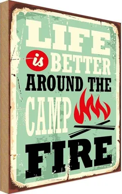 Produktbild von vianmo Holzschild 30x20 cm Camping campfire life is better Outdoor