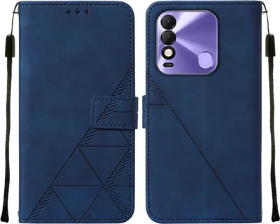 Produktbild von Tecno Spark 8 KG6 Case, WindCase Butterfly PolyurethanLeather Flip Wallet Card Slots with Hand Strap, Stand Cover for Tecno Spark 8 KG6 Blau