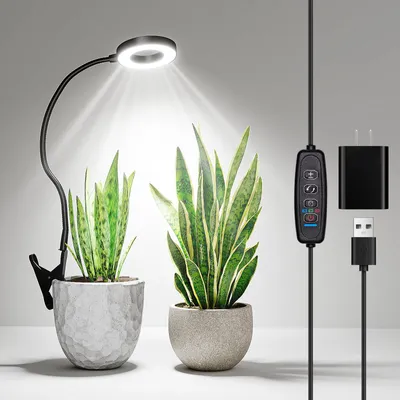 Produktbild von Bamworld LED Pflanzenlampe – Vollspektrum mit Timer & 5 Helligkeitsstufen, Clip-Lampe für Zimmerpflanzen, Schwarz