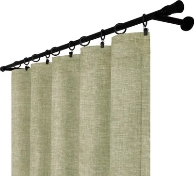Zdjęcie produktu dla Voppi Zielona zasłona dekoracyjna na taśmie marszczącej 140 x 240 cm lniany wzór zasłona do salonu lub sypialni