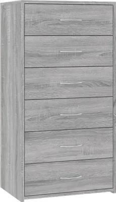 Produktbild von Sideboard mit 6 Schubladen Grau Sonoma 50x34x96cm Holzwerkstoff