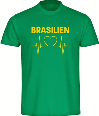 Produktbild von multifanshop Herren T-Shirt - Brasilien - Herzschlag, grün, Größe XL