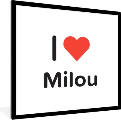 Produktbild von MuchoWow® Gerahmtes Poster Ich liebe - Milou - Mädchen 40x40 cm - Poster mit Schwarzem Bilderrahmen Wandposter Rahmen Foto Bilder - Mit Rahmen - Wanddekoration Schlafzimmer