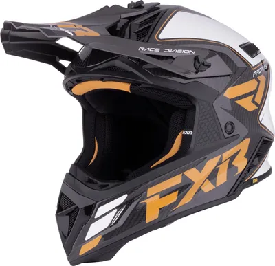 Produktbild von FXR Helium Carbon Motocross Helm, weiß/schwarz/gold, M