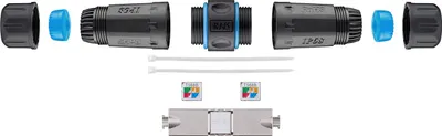 Immagine prodotto di Goobay 44414 Connettore per cavo di rete da esterno (IP68), schermato CAT 6A STP - resistente alla polvere e all'acqua, morsettiera per montaggio LSA (senza attrezzi)