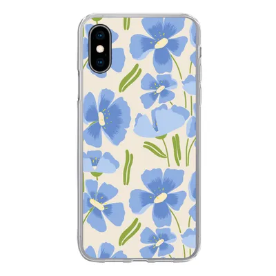 Produktbild von MuchoWow® Handyhülle Schutzhülle Hülle für iPhone X Blume - Blau - Muster Silikon Softcase Handy Hülle - Handyhülle
