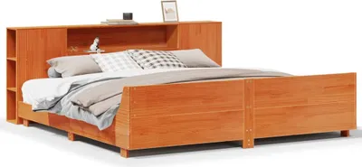 Produktbild von vidaXL Massivholzbett ohne Matratze Wachsbraun 200x200 Kiefernholz