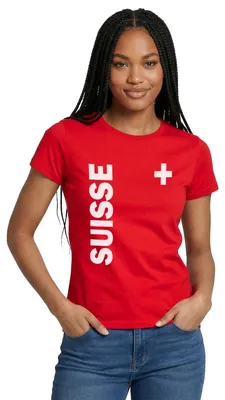 Produktbild von Spreadshirt Suisse Schweiz Landesflagge Trikot Frauen T-Shirt, S, Rot