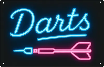 Produktbild von Blechschild AstraDesign 20x30 cm „Darts LED“ – Metallschild Wanddeko, Schild, Geschenkidee