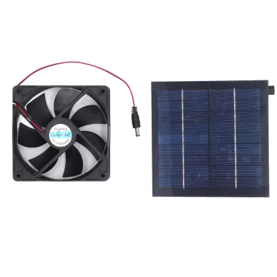 Obrázok produktu pre Súprava ventilátora so solárnym panelom, 20 W, IP65, vodotesný, pre malé vonkajšie kurníky, skleníky, prístrešky, domčeky pre zvieratá, okenné vetracie otvory