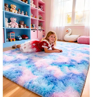 Obrázek produktu pro Koberec do obývacího pokoje, batikovaný, modro-fialový, 120x160 cm, měkký, obdélníkový