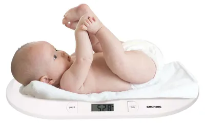 Image de Grundig Pèse-bébé numérique - Pèse-bébé jusqu'à 20 kg - Aussi comme pèse-animal pour chats ou chiens - Avec affichage LCD, choix des unités et fonction arrêt automatique