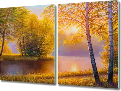 Produktbild von Coloray Hackbrett Herdabdeckplatte 2x40x52 cm Küchenbrett Kochplattenabdeckung Schneidebrett - Blumen Fluss Natur