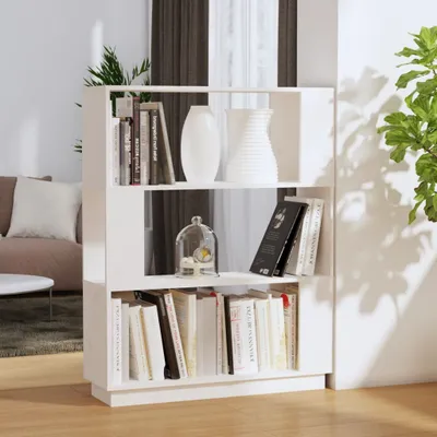 Image de The Living Store Bibliothèque/séparation de pièce Blanc 80x25x101 cm Pin massif