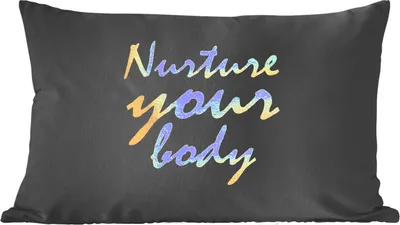 Produktbild von MuchoWow® Zierkissen Sofakissen Wohnzimmer Dekokissen 60x40 cm Zitate - Gesund - Gold - Kopfkissen - Polster mit Foto