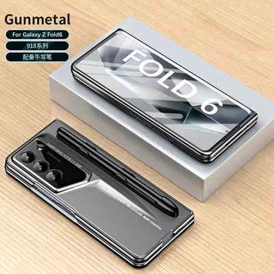 Immagine prodotto di Custodia per Samsung Galaxy Z Fold 6 Custodia rigida sottile in PC resistente ai graffi con penna, protezione dello schermo integrata Grigio