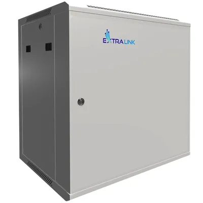 Productafbeelding van Extralink 12U 600 x 450 ASP Rackkast, Wandmontage, Grijs, Volledig Metalen Deur, 19 inch