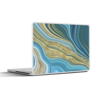 Produktbild von MuchoWow® Laptop Aufkleber Sticker Cover Marmor - Wellen - Gold - Muster 31x22.5 cm - Laptop-Deko