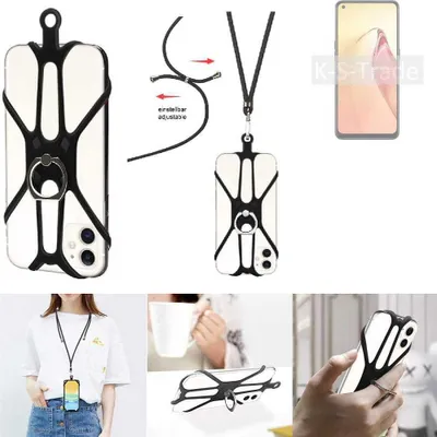 Produktbild von K-S-Trade 3in1 Handykette Handyband Handykordel Halsband Smartphone-Ring Handy-Ring kompatibel mit Oppo F21s Pro 5G Fingerhalterung Handyring