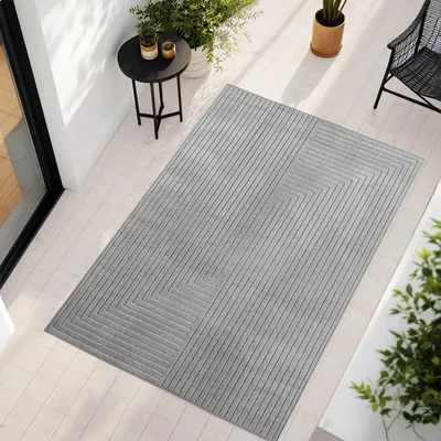 Zdjęcie produktu dla Niski dywan szary, 120 x 170 cm, do użytku wewnątrz i na zewnątrz