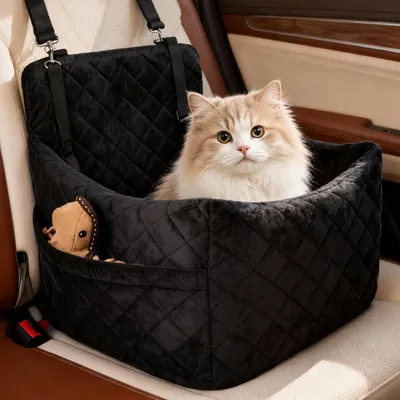 Hundeautositz für kleine Hunde, waschbar, mit 2 Taschen