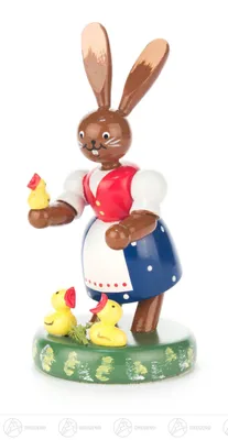 Produktbild von Ostern & Frühjahr Häsin mit Kücken farbig Höhe ca 10,5 cm NEU