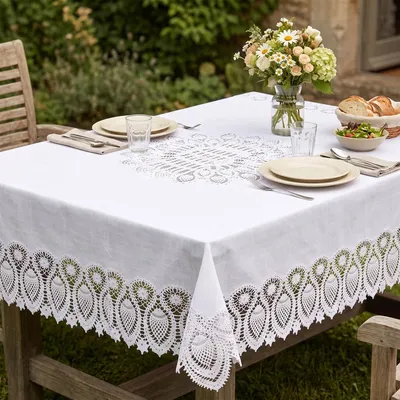 Produktbild von Tischdecke Outdoor Häkelspitze Amira weiß 137x180cm